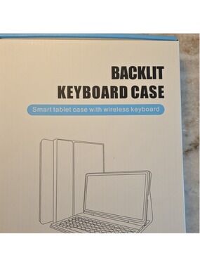 Backlit Keyboard Case for Tablet, Wireless Keyboard, PU Leather, Stand